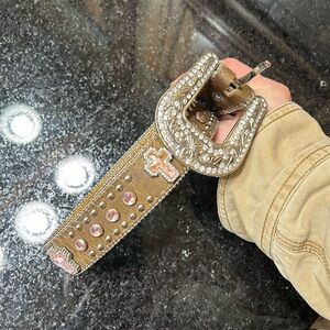 Nocona Pink Cross Sequin Western Belt